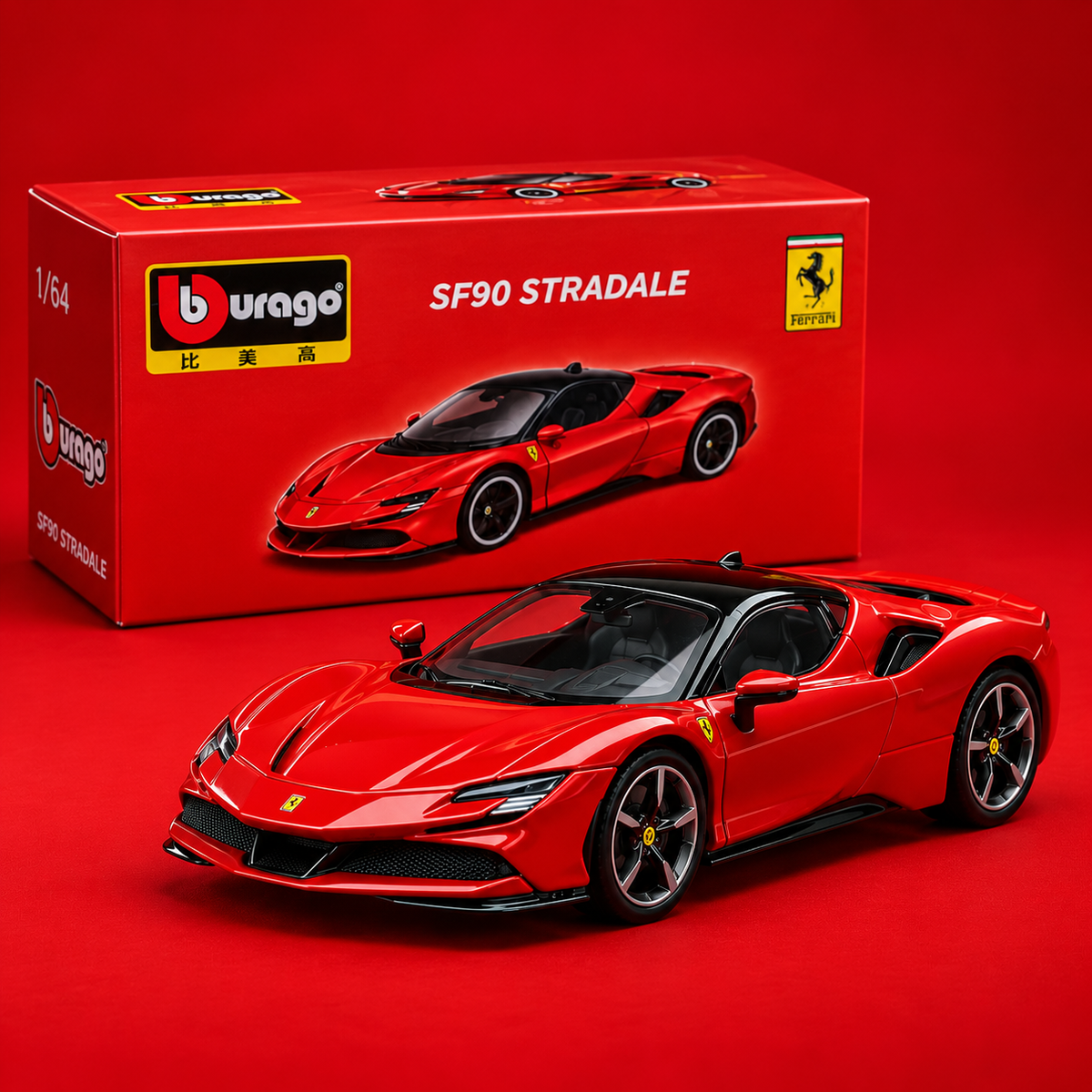 Ferrari SF90 Stradale 1:64 Diecast Model Car | Bburago – Red