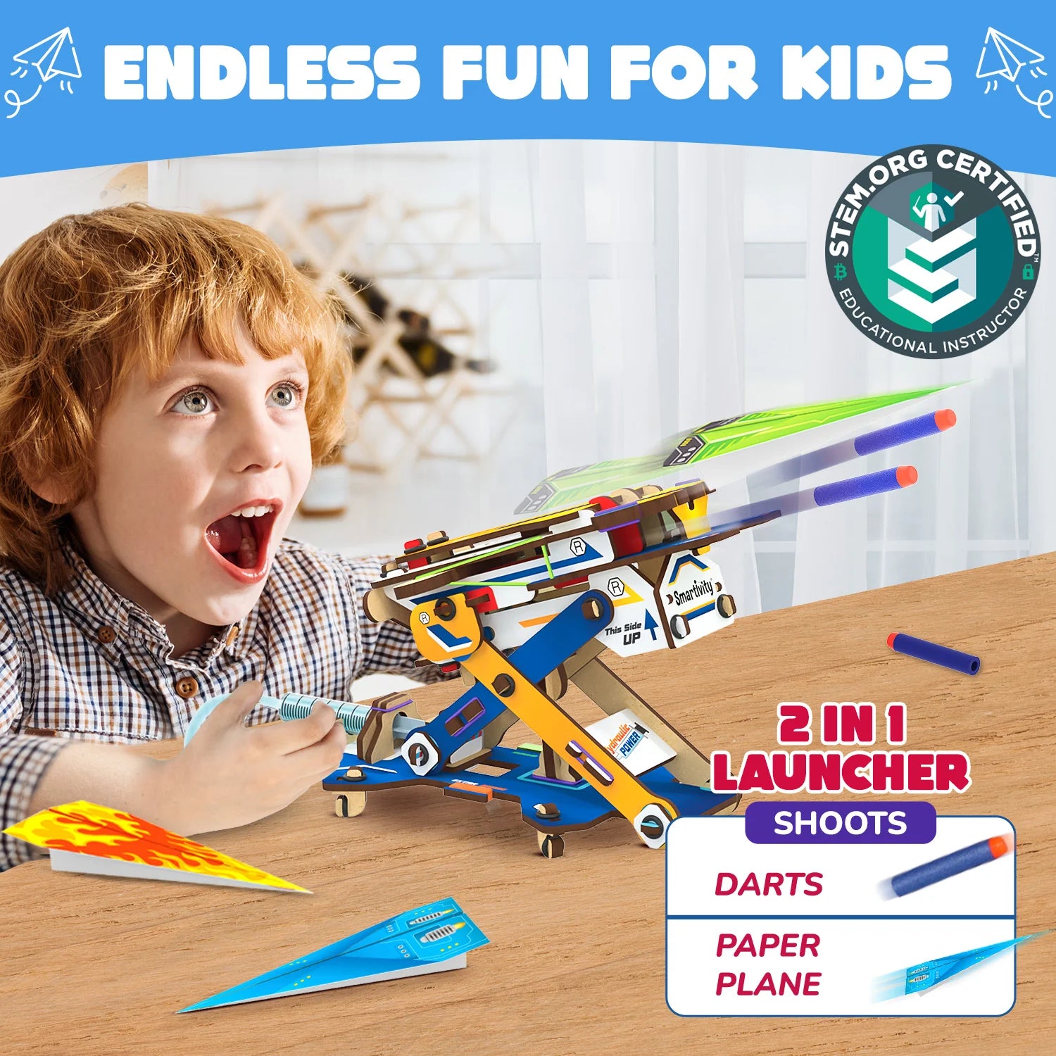 2in1 Hydraulic Planes & Darts Launcher | Ages 6-10 Years