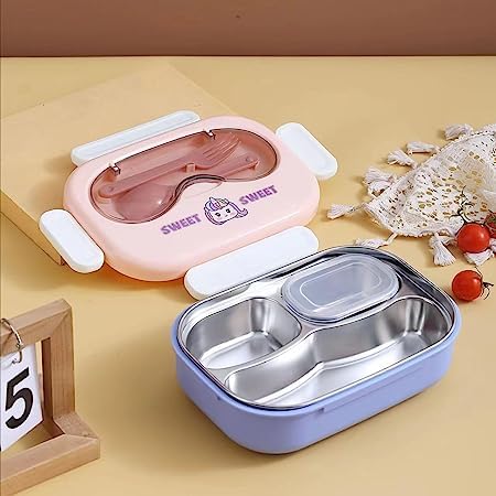 Yellow Duck-Duck Theme Double Lock Stainless Steel Kids Lunch/Tiffin Box