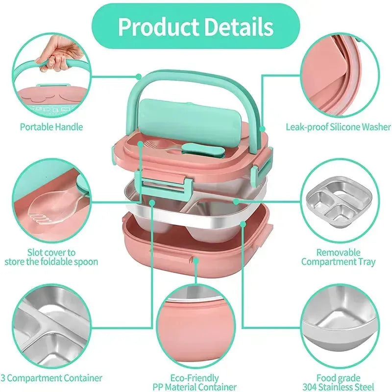 Tedemei Lunch Locker Bento Box, 3 Compartment (550 ml)