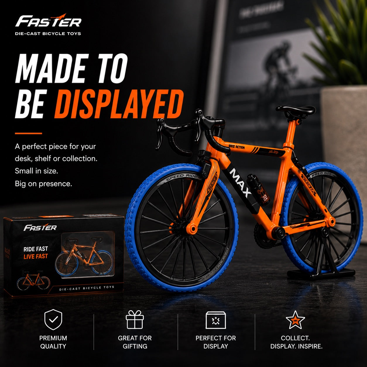Premium 1:10 Scale Die-Cast Bicycle Toy With Realistic Design, Movable Pedals and Sturdy Metal Construction