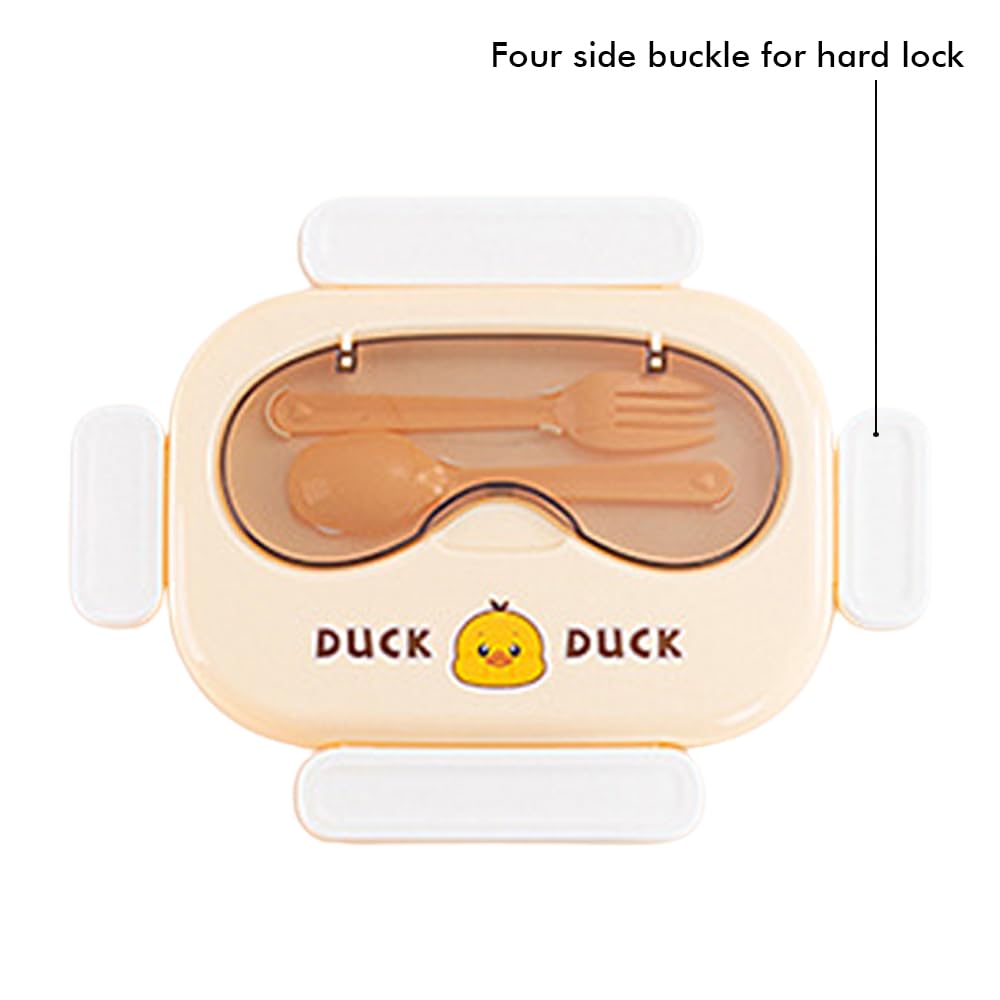 Yellow Duck-Duck Theme Double Lock Stainless Steel Kids Lunch/Tiffin Box