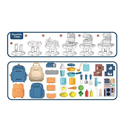 Simulation Kitchen Set with Tableware and Utensils for Pretend Play Cooking and Dining.