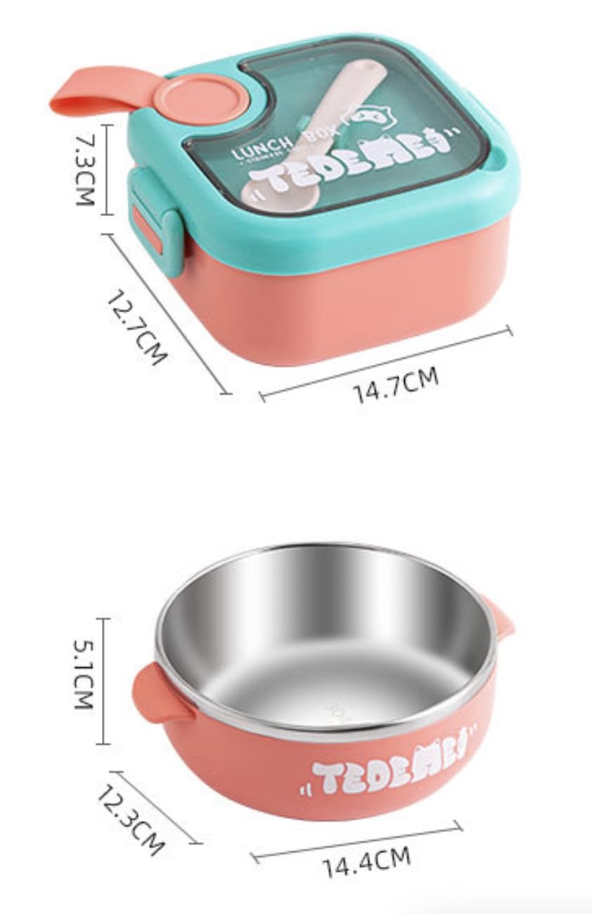 Stainless Steel Children's Insulated Baby Food Bowl with Spoon and Scissors