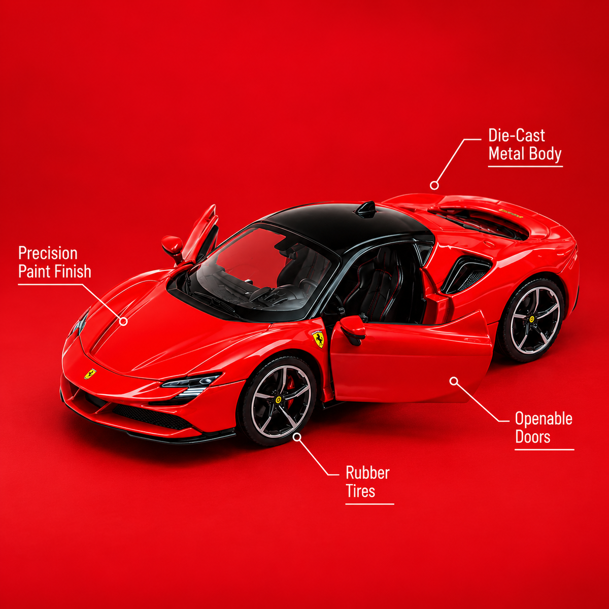 Ferrari SF90 Stradale 1:64 Diecast Model Car | Bburago – Red