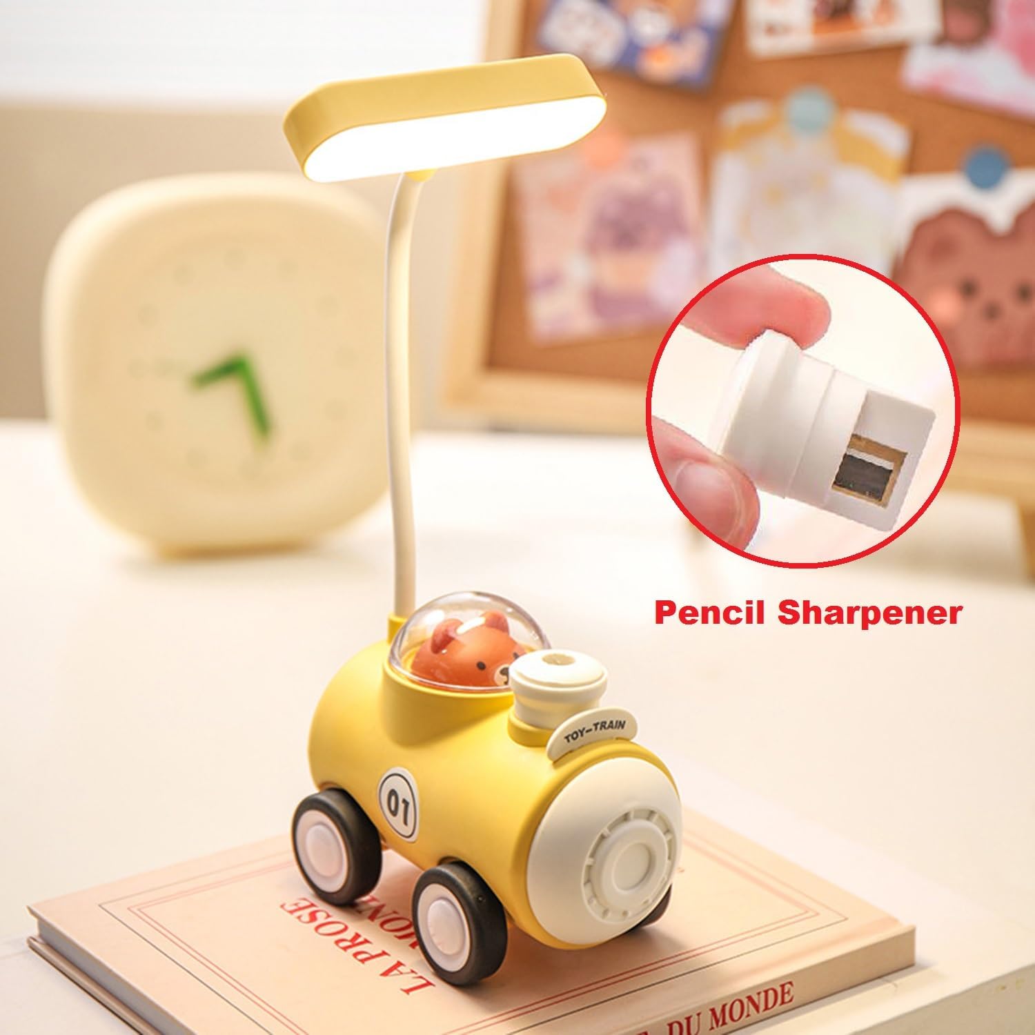 Train Design Kids Desk Lamp with Pencil Sharpener