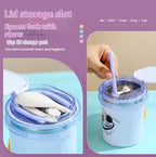 Stainless Steel Kids Lunch/Soup Cup Thermos with Spoon and Straw for travel - 530 ml