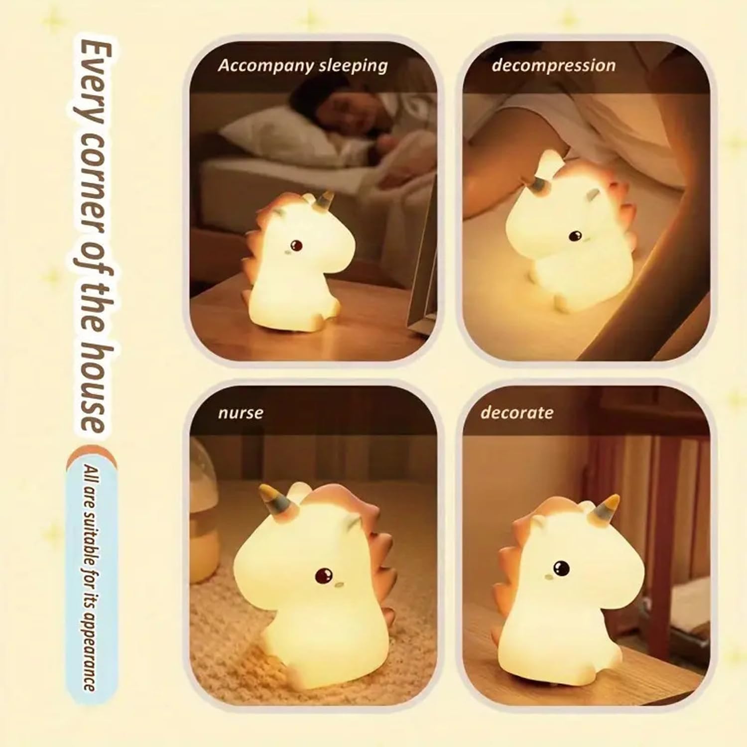 Baby Unicorn Silicone Touch Light Night Cute Lamp