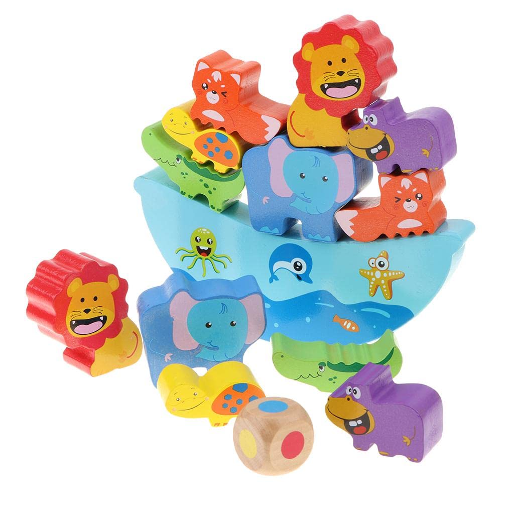 Wooden Animal Balance Stacking Game for Kids and Toddlers