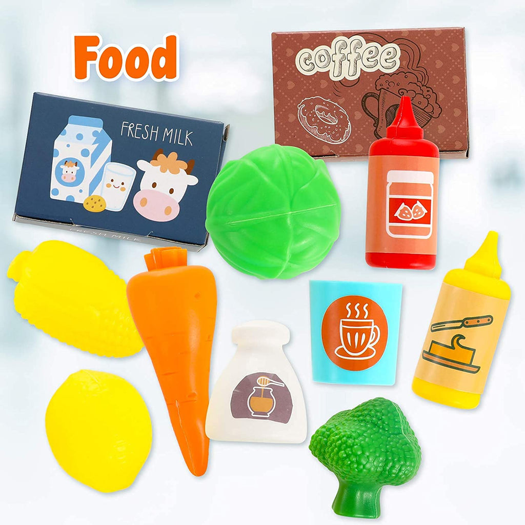Simulation Kitchen Set with Tableware and Utensils for Pretend Play Cooking and Dining.