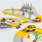 180 Pieces Construction Car Track Set Toys with Battery Operated Car, Create Your Own Engineering Race Track Toys for Kids, Train Track Set for Kids, Toys for 3+ Year Old Boys & Girls