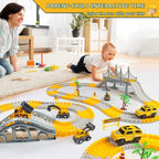 180 Pieces Construction Car Track Set Toys with Battery Operated Car, Create Your Own Engineering Race Track Toys for Kids, Train Track Set for Kids, Toys for 3+ Year Old Boys & Girls