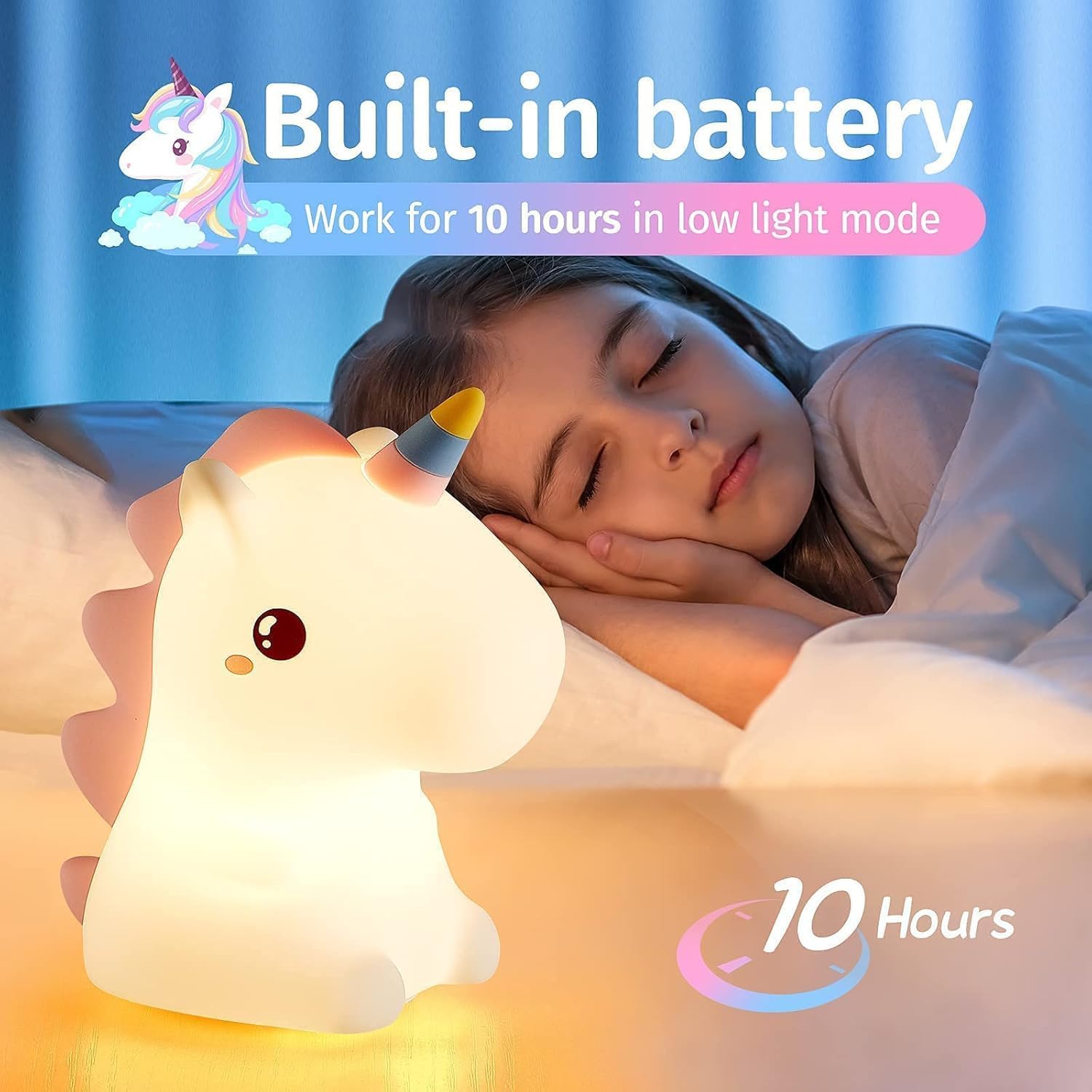 Baby Unicorn Silicone Touch Light Night Cute Lamp
