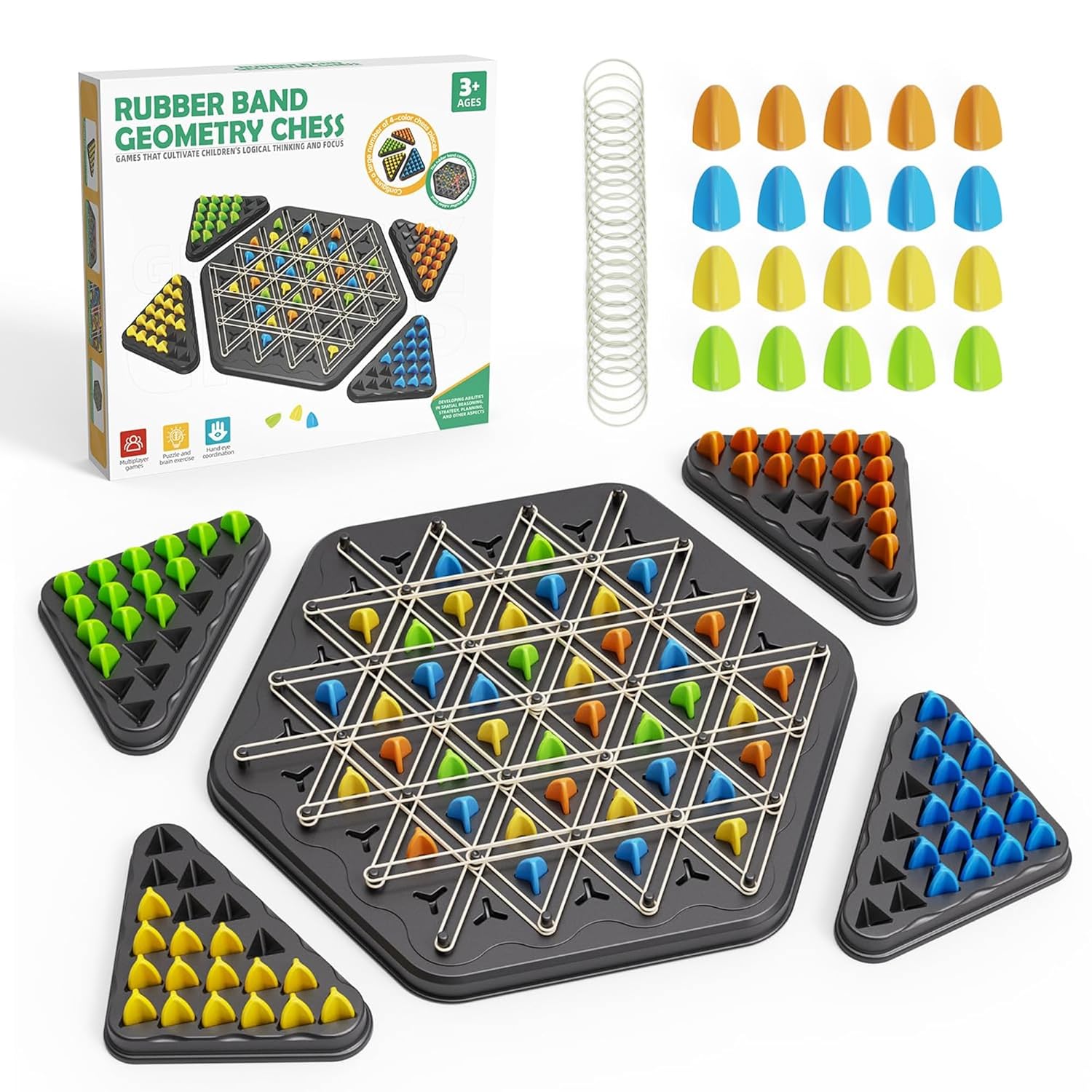 Chain Triangle Chess Game Triggle Rubber Band Game For Kids