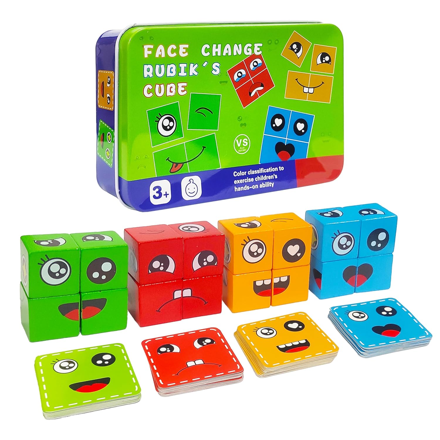 16 Pcs Face Changing Wooden Blocks Puzzle Toy