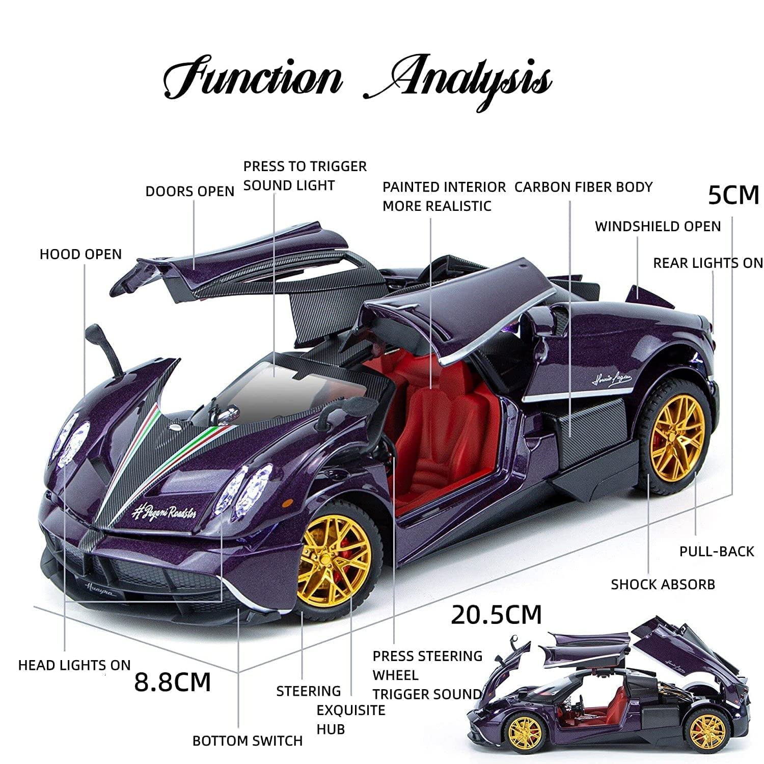 PAGANI HUAYRA SPORTS | 1:24 Scale | Big Size Diecast model Alloy Metal