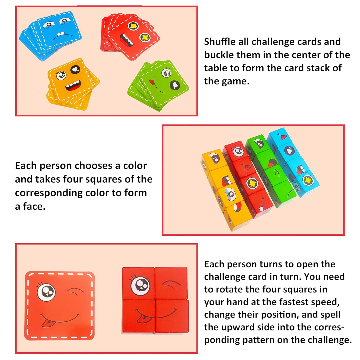 16 Pcs Face Changing Wooden Blocks Puzzle Toy