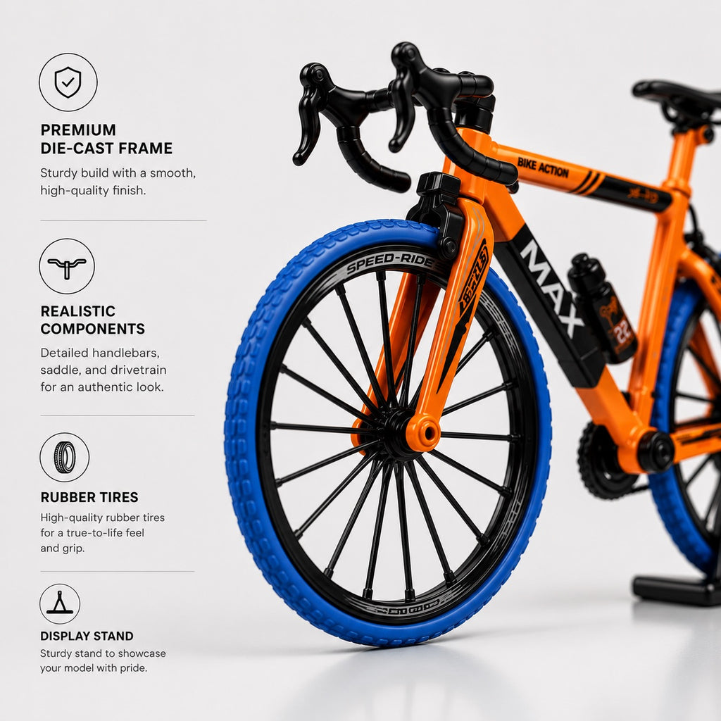 Premium 1:10 Scale Die-Cast Bicycle Toy With Realistic Design, Movable Pedals and Sturdy Metal Construction