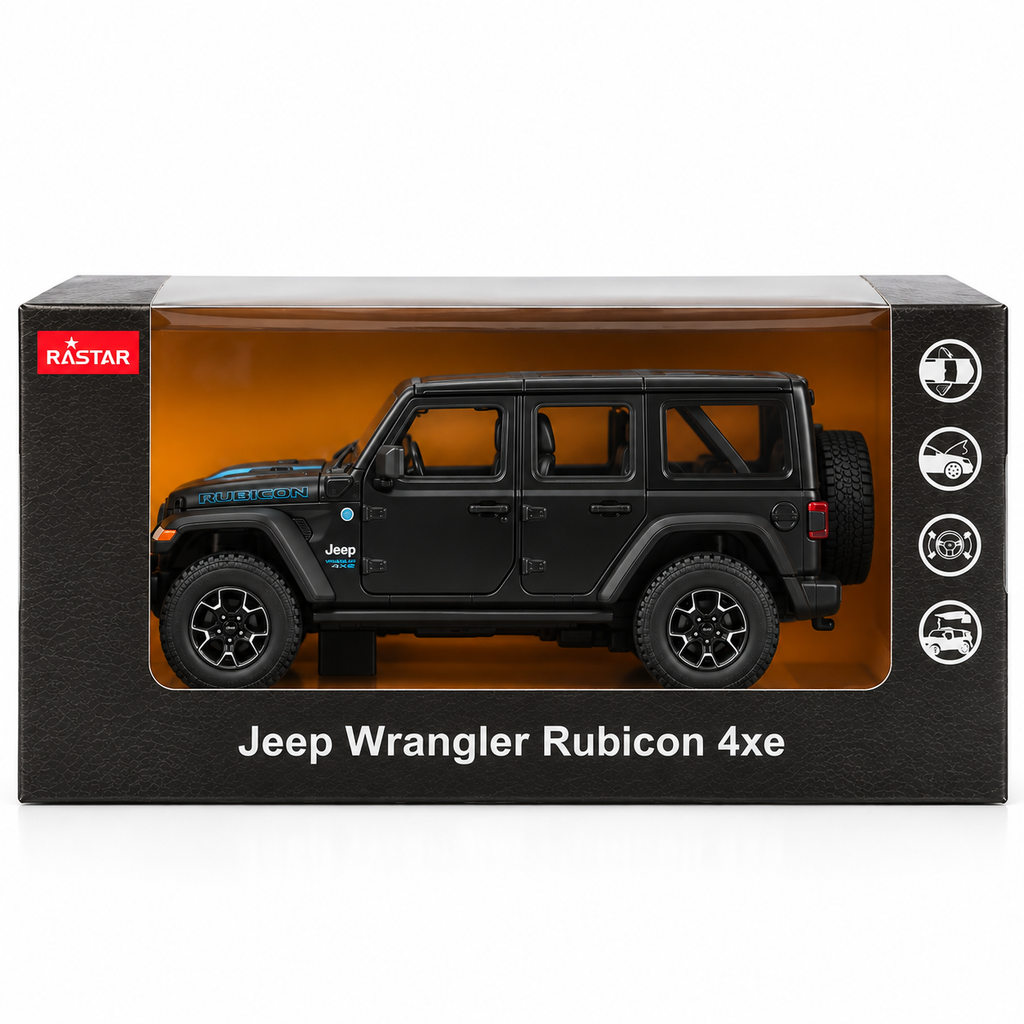 Rastar Jeep Wrangler Rubicon 4xe 1:24 Scale Diecast Model – Black