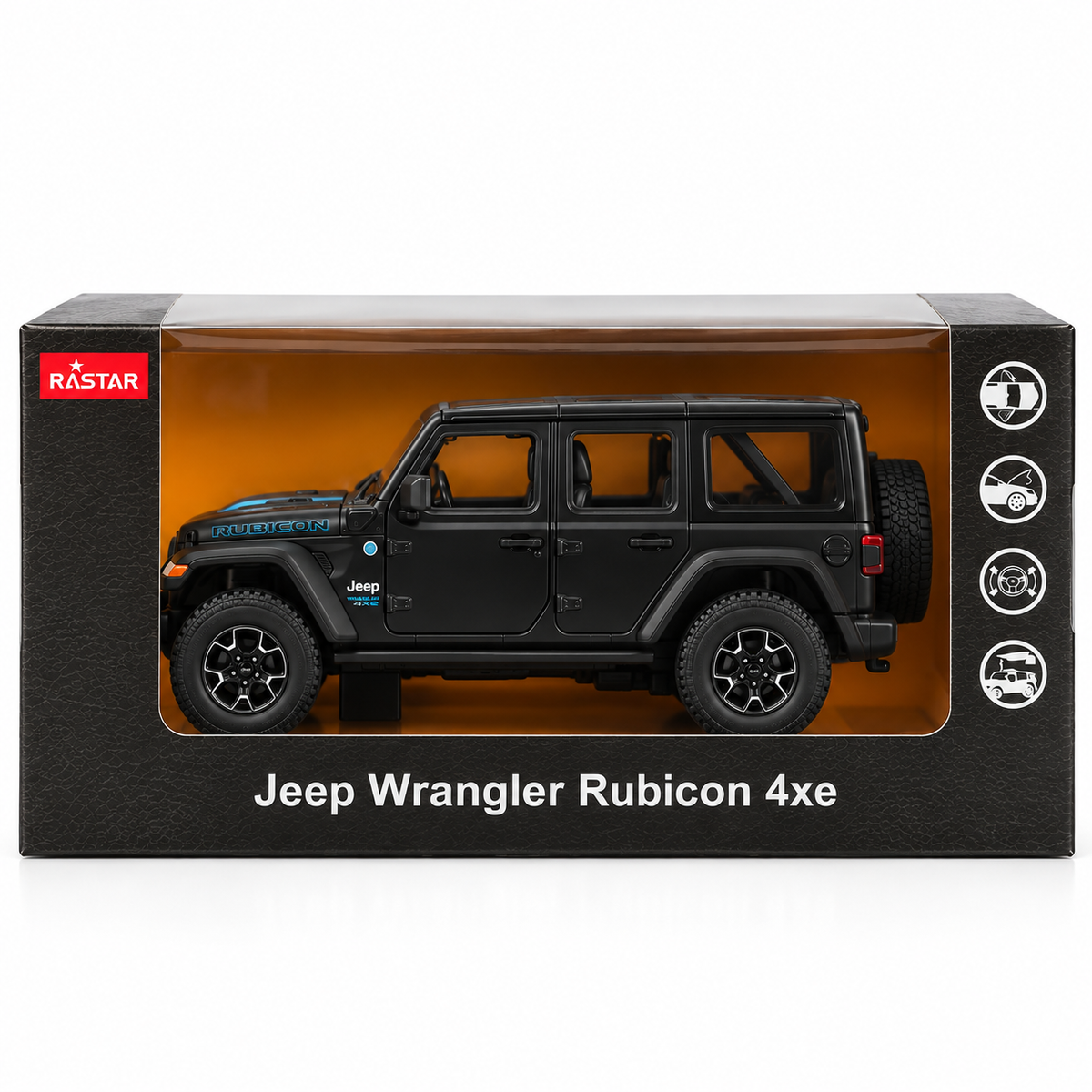 Rastar Jeep Wrangler Rubicon 4xe 1:24 Scale Diecast Model – Black