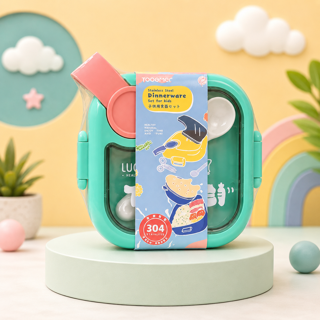 Stainless Steel Children's Insulated Baby Food Bowl with Spoon and Scissors