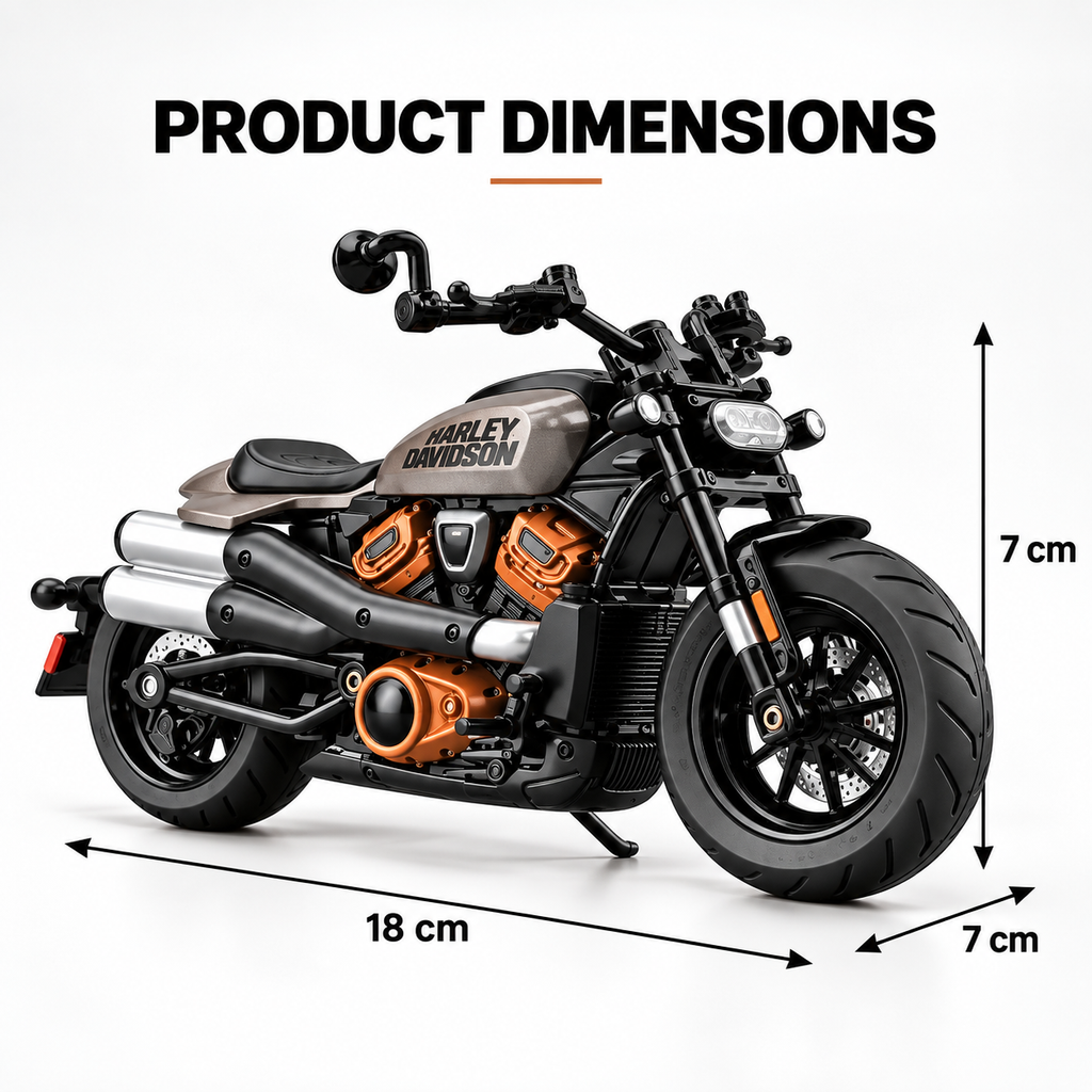 1:12 Scale Cruiser Motorcycle Diecast Bike | Metal Motorcycle Toy with Working Suspension & Rubber Tires
