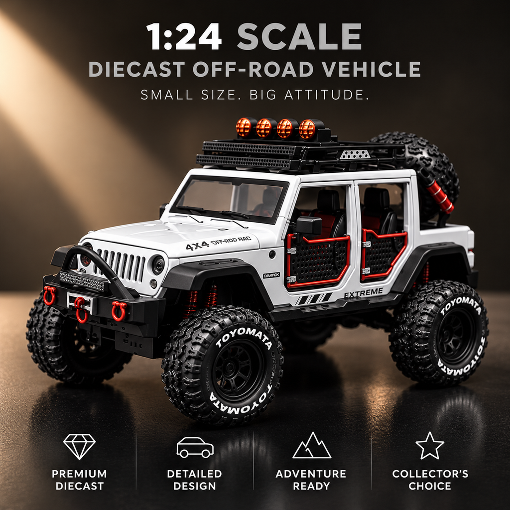 Alloy Metal 1:24 Diecast Cars for Kids, Openable Doors, Light & Engine Sound