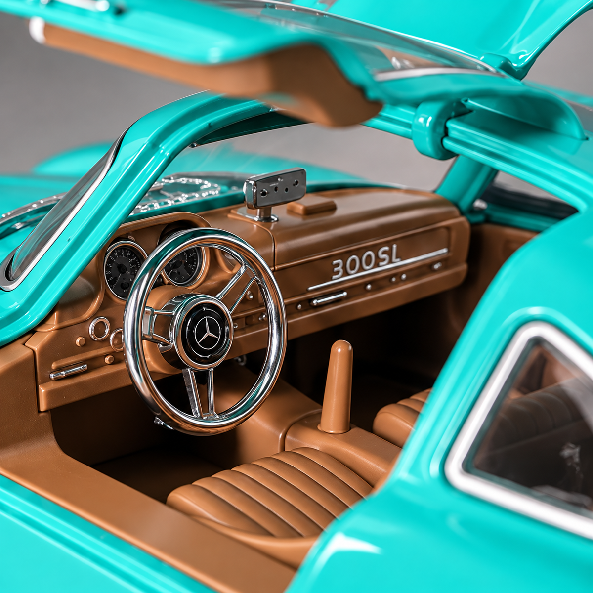 Mercedes-Benz 300 SL Gullwing 1:22 Scale Diecast Model Car – Greenish Blue Edition