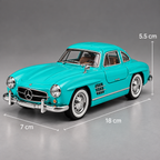 Mercedes-Benz 300 SL Gullwing 1:22 Scale Diecast Model Car – Greenish Blue Edition