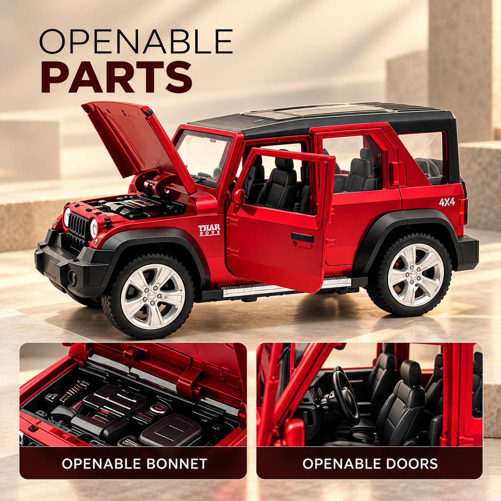 Thar Rox Diecast Models Alloy Toy Car Openable Doors with Sound & Light Pull Back