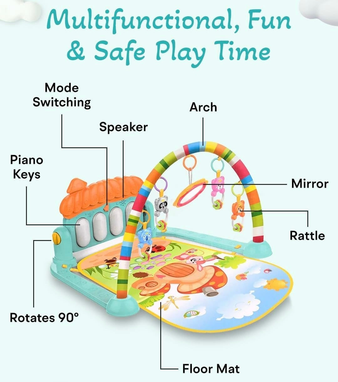 Kick and Play Multi-Function ABS High Grade Plastic Piano Baby Gym and Fitness Rack