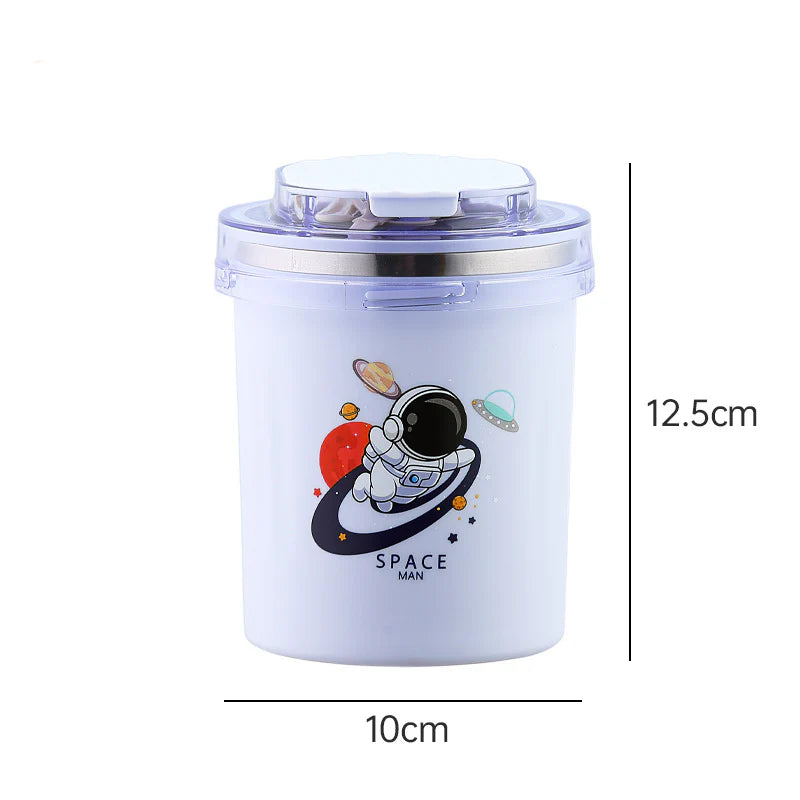Stainless Steel Kids Lunch/Soup Cup Thermos with Spoon and Straw for travel - 530 ml