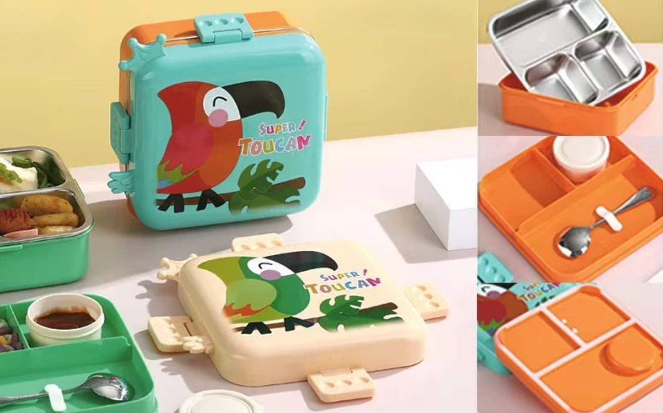 Trendy Bento 3 compartment Double Layer Super Birdie leakproof 3 Containers Lunch Box  (1120 ml)