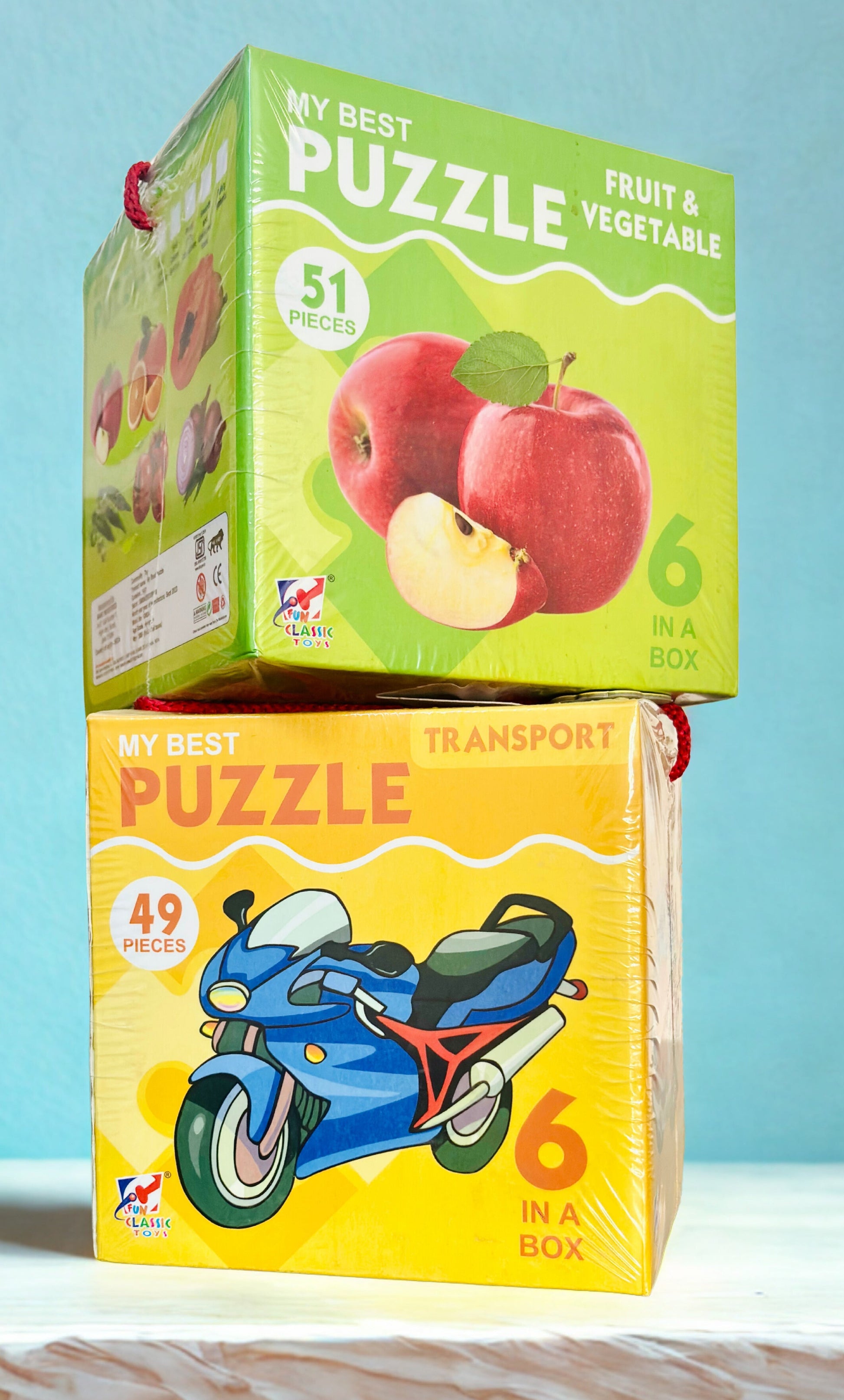 6-in-1 Puzzle Set – Fruits, Vegetables & Transport